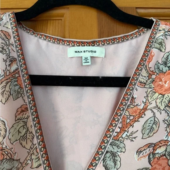 Max Studio Pink and Orange Floral Long Sleeve Dress - Picture 5 of 7